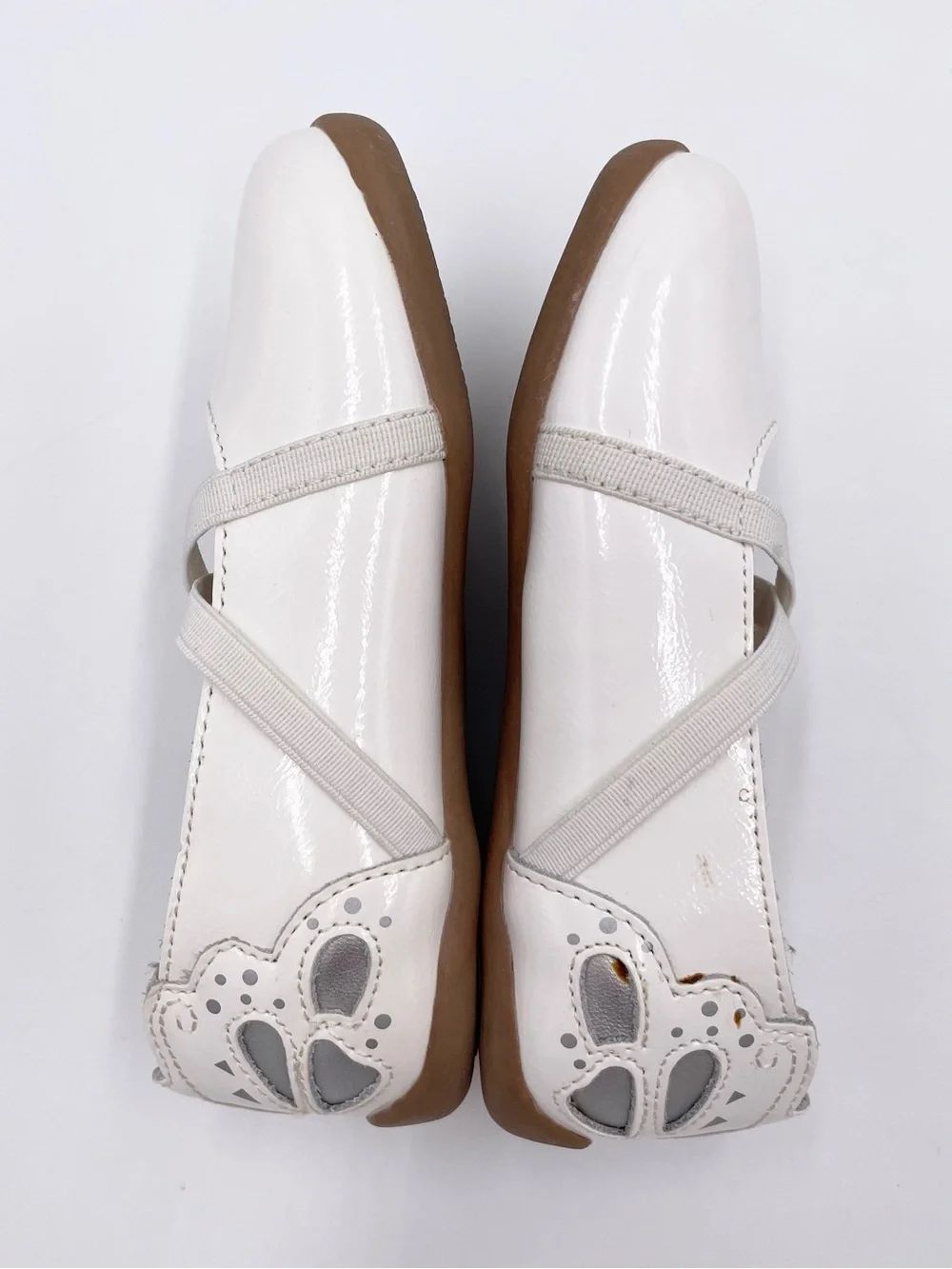 Livie & Luca Mariposa White Patent Leather Flats Toddler Girls Size 8 Butterfly